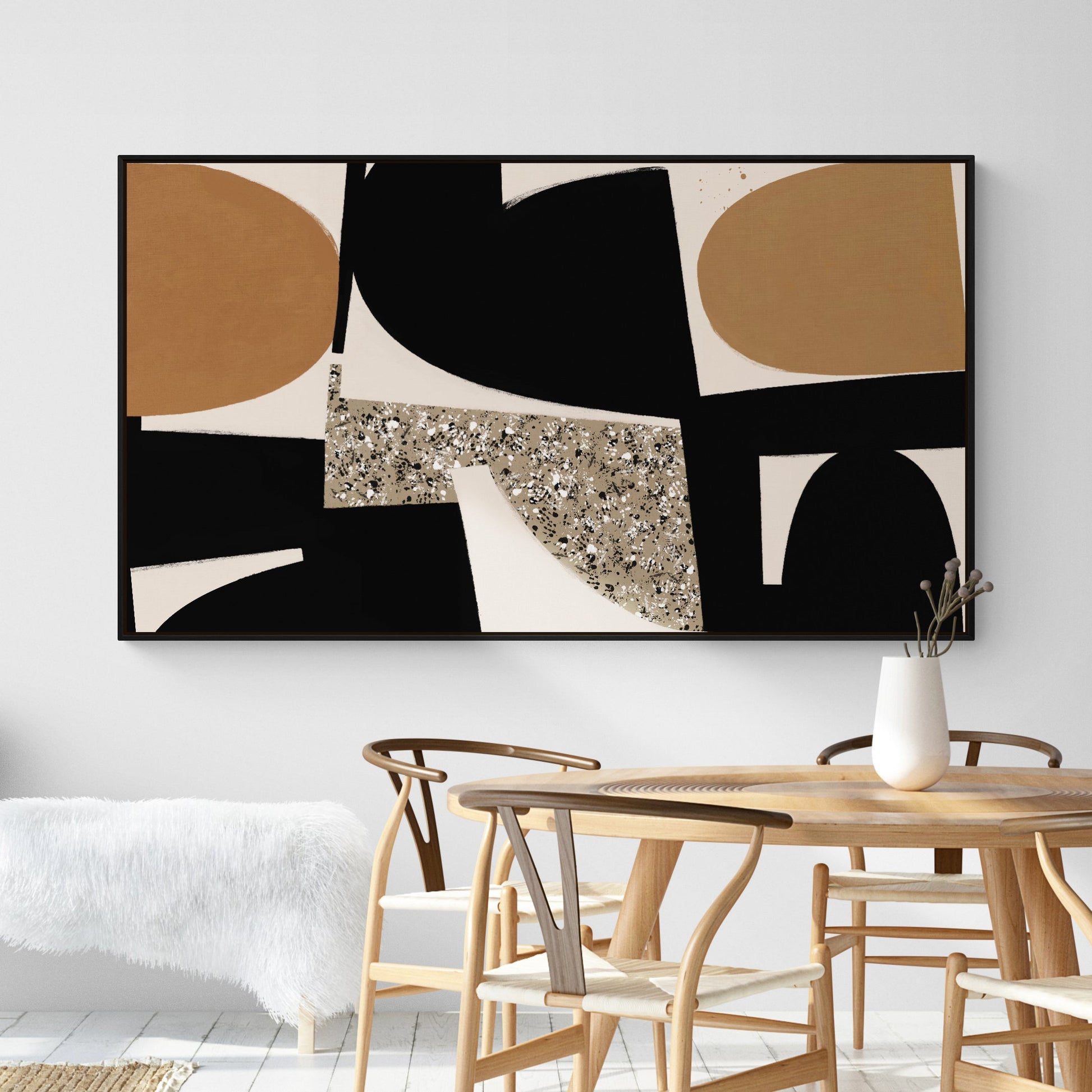 Grand tableau aux lignes douces et aux couleurs apaisantes, signé Kupko, idéal pour une décoration moderne et équilibrée.