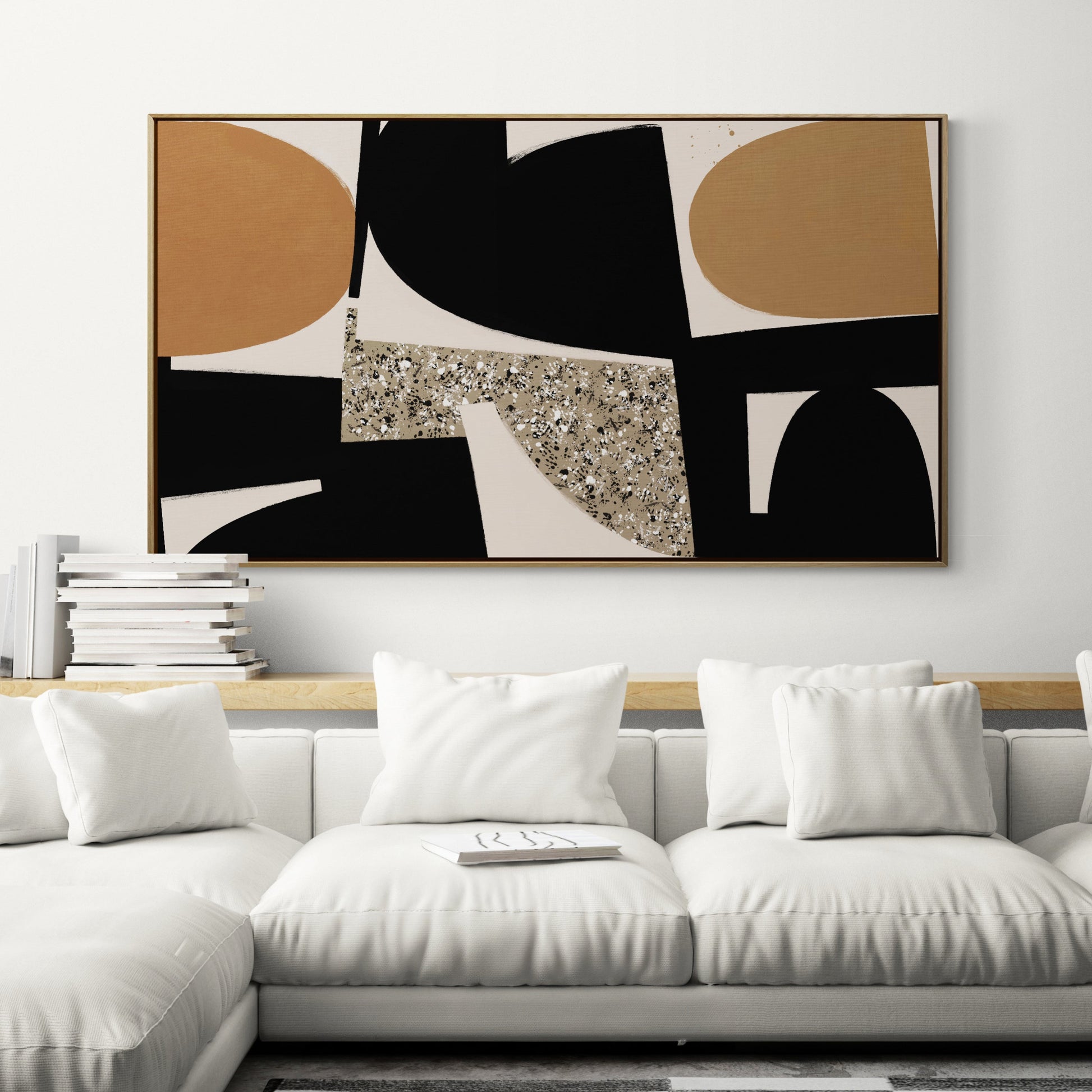 Grand tableau aux formes aériennes et aux teintes douces, signé Kupko, idéal pour ajouter une touche de sophistication et de calme à votre espace.