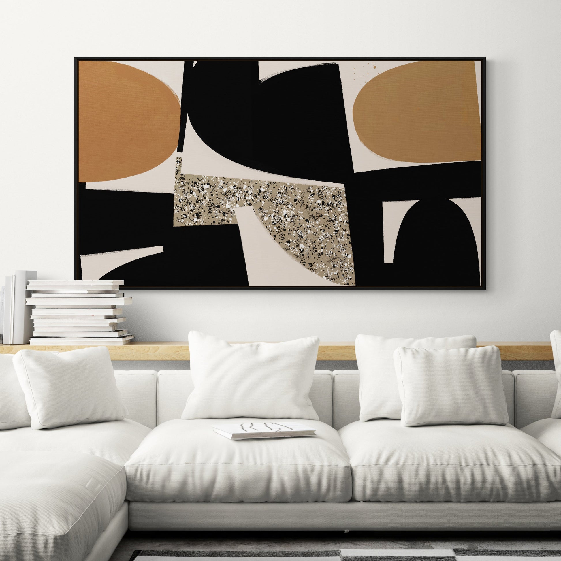 Grand tableau aux lignes élégantes et aux teintes délicates, signé Kupko, parfait pour une décoration moderne et apaisante.