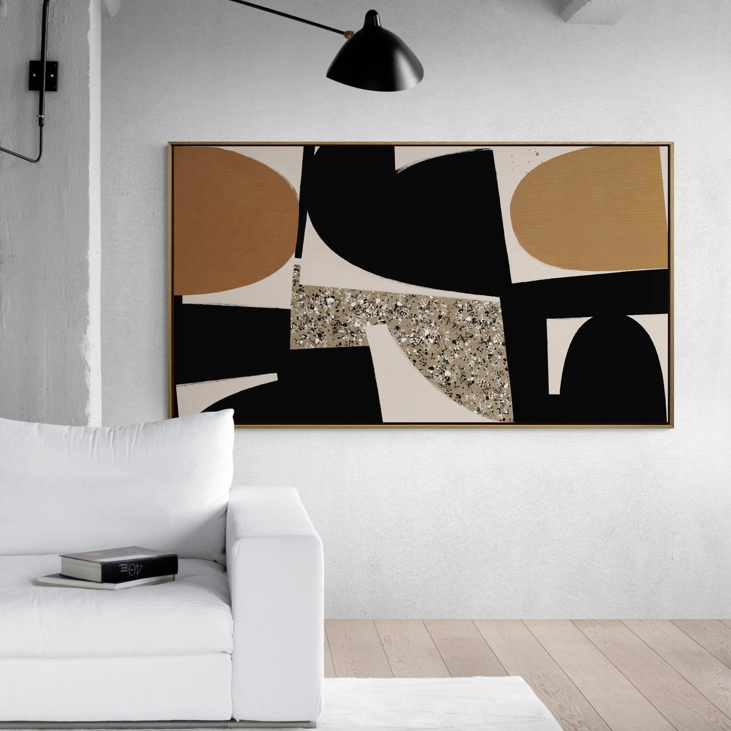 Grand tableau aux formes équilibrées et aux teintes douces, signé Kupko, parfait pour sublimer votre espace avec une touche moderne et apaisante.