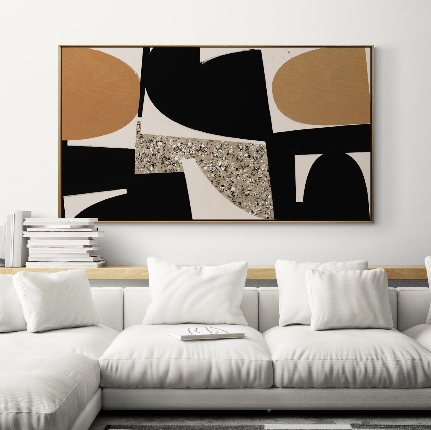 Grand tableau aux formes aériennes et aux teintes douces, signé Kupko, idéal pour ajouter une touche de sophistication et de calme à votre espace.