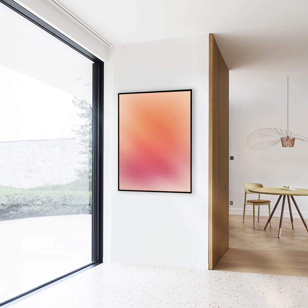 Tableau mural Tam gradient orange à rouge, cadre noir, œuvre contemporaine Kupko
