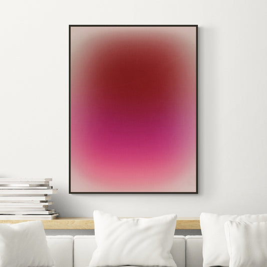 Tableau mural Vamo dégradé violet à rose avec cadre noir, œuvre contemporaine Kupko